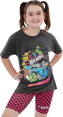 Hot Wheels Shirt And Shorts | Girls Summer Outfits | Race Cars Girls Tshirts and Short Sets | Girls Clothing Sets in Saudi Arabia