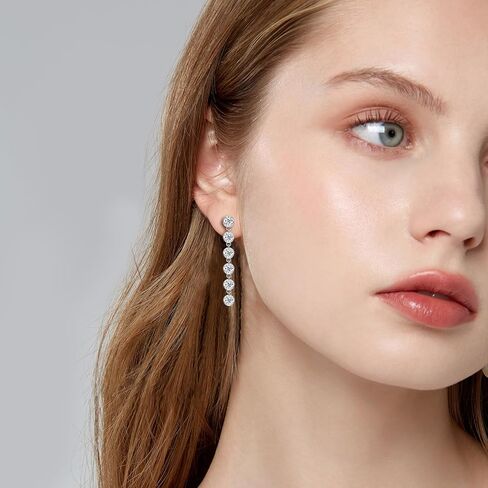 AINUOSHI Moissanite Dangle Earrings for Women Lab Created Diamond Linear Drop Earrings with GRA Certificate 14k gold Plated 925 Sterling Silver Post Dainty Dangling Chandelier Earrings for Everyday Wear Wedding Bridal Prom in Kuwait