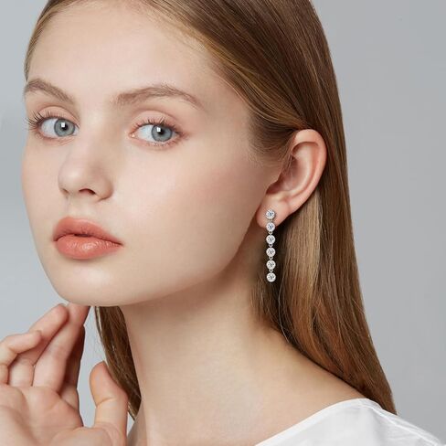 AINUOSHI Moissanite Dangle Earrings for Women Lab Created Diamond Linear Drop Earrings with GRA Certificate 14k gold Plated 925 Sterling Silver Post Dainty Dangling Chandelier Earrings for Everyday Wear Wedding Bridal Prom in Kuwait