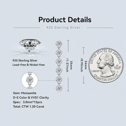 AINUOSHI Moissanite Dangle Earrings for Women Lab Created Diamond Linear Drop Earrings with GRA Certificate 14k gold Plated 925 Sterling Silver Post Dainty Dangling Chandelier Earrings for Everyday Wear Wedding Bridal Prom in Kuwait
