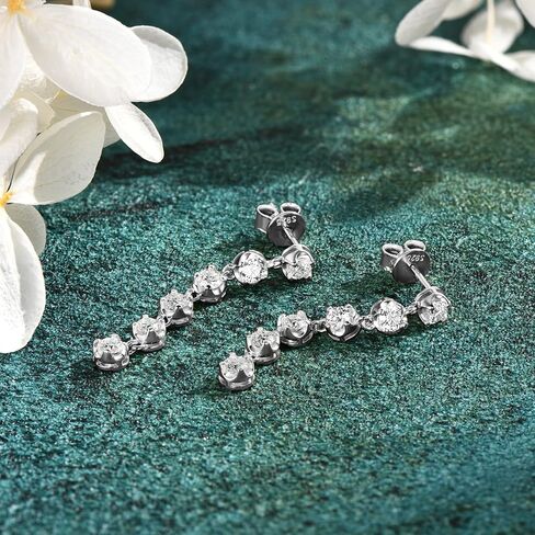 AINUOSHI Moissanite Dangle Earrings for Women Lab Created Diamond Linear Drop Earrings with GRA Certificate 14k gold Plated 925 Sterling Silver Post Dainty Dangling Chandelier Earrings for Everyday Wear Wedding Bridal Prom in Kuwait