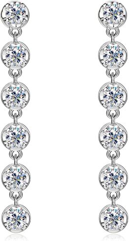 AINUOSHI Moissanite Dangle Earrings for Women Lab Created Diamond Linear Drop Earrings with GRA Certificate 14k gold Plated 925 Sterling Silver Post Dainty Dangling Chandelier Earrings for Everyday Wear Wedding Bridal Prom in Kuwait