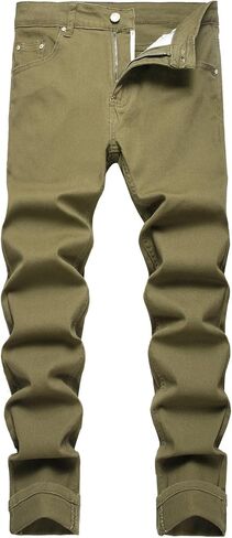 LZLER Mens Chinos Pants Slim Fit Casual Pants Straight Stretch Slacks Flat-Front Twill Pants in Kuwait