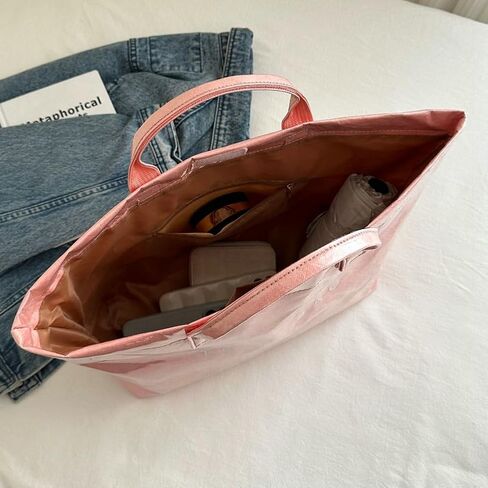 Caistre Women's PVC Tote Handbags Shoulder Bag Winter Fall Fashion Kraft Paper Tote Bag Y2K Large Shopping Bag in Saudi Arabia