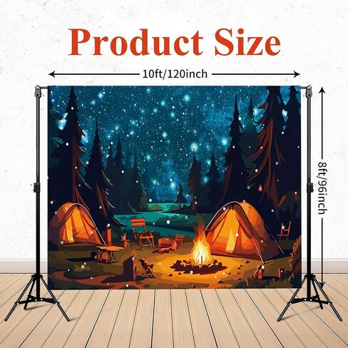 7X5FT Forest Scene Camping Backdrop, Photography Background for Children & Adults, Birthday Party Banner Decorations, Campfire Tent Photo Shoot Backdrop (Polyester) in Saudi Arabia