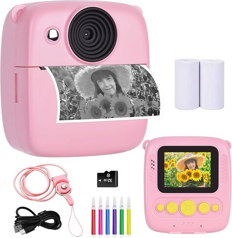 Toys for Ages 5-7 Girls Boys Kids Camera Instant Print Christmas Birthday Gifts for 6 7 8 9 Year Old Girl Toddler Instant Camera for Kids with 32GB(Pink) in Saudi Arabia