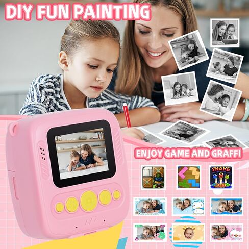 Toys for Ages 5-7 Girls Boys Kids Camera Instant Print Christmas Birthday Gifts for 6 7 8 9 Year Old Girl Toddler Instant Camera for Kids with 32GB(Pink) in Saudi Arabia