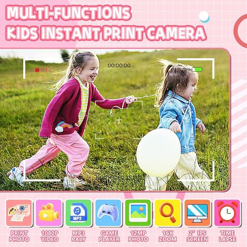 Toys for Ages 5-7 Girls Boys Kids Camera Instant Print Christmas Birthday Gifts for 6 7 8 9 Year Old Girl Toddler Instant Camera for Kids with 32GB(Pink) in Saudi Arabia