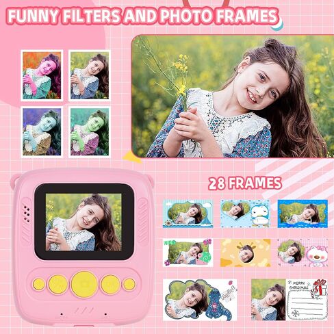 Toys for Ages 5-7 Girls Boys Kids Camera Instant Print Christmas Birthday Gifts for 6 7 8 9 Year Old Girl Toddler Instant Camera for Kids with 32GB(Pink) in Saudi Arabia