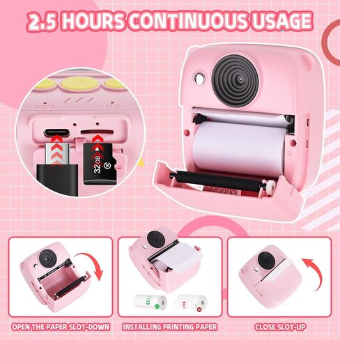 Toys for Ages 5-7 Girls Boys Kids Camera Instant Print Christmas Birthday Gifts for 6 7 8 9 Year Old Girl Toddler Instant Camera for Kids with 32GB(Pink) in Saudi Arabia