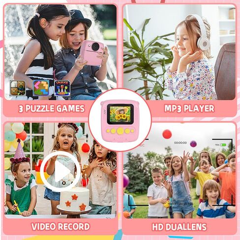 Toys for Ages 5-7 Girls Boys Kids Camera Instant Print Christmas Birthday Gifts for 6 7 8 9 Year Old Girl Toddler Instant Camera for Kids with 32GB(Pink) in Saudi Arabia