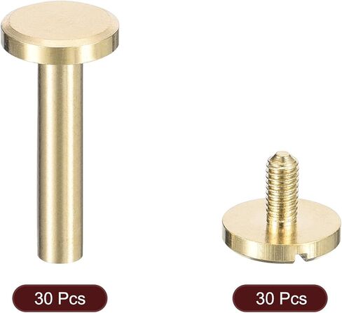 30 قطعة من براغي شيكاغو النحاسية من uxcell، 15 × 10 مم برغي برأس مسطح للخلف، مثبت مسامير مسمار لحزام الحزام المصنوع من الجلد بنفسك in Saudi Arabia