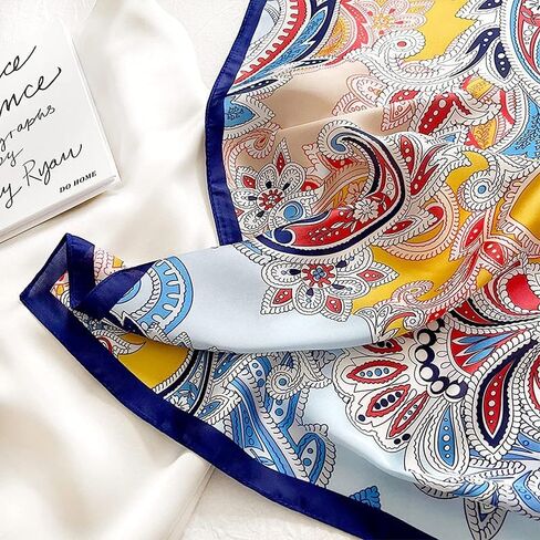 27.5 Inches Satin Head Scarf for Women Silk-Like Floral Hair Scarf, Neck Scarf for Women, Multi-Use Square Scarf in Saudi Arabia