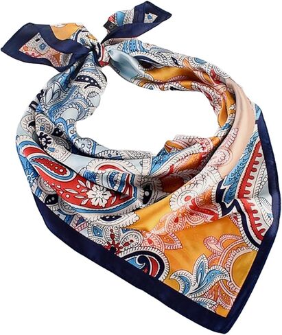 27.5 Inches Satin Head Scarf for Women Silk-Like Floral Hair Scarf, Neck Scarf for Women, Multi-Use Square Scarf in Saudi Arabia