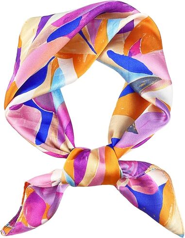27.5 Inches Satin Head Scarf for Women Silk-Like Floral Hair Scarf, Neck Scarf for Women, Multi-Use Square Scarf in Saudi Arabia