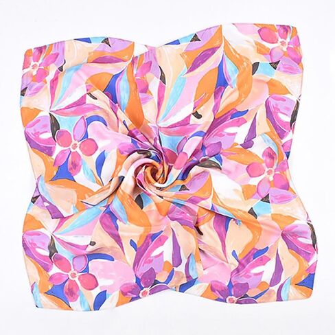 27.5 Inches Satin Head Scarf for Women Silk-Like Floral Hair Scarf, Neck Scarf for Women, Multi-Use Square Scarf in Saudi Arabia