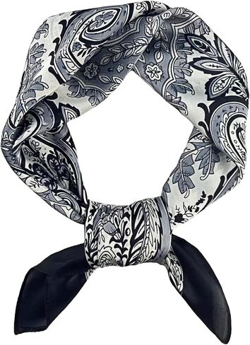 27.5 Inches Satin Head Scarf for Women Silk-Like Floral Hair Scarf, Neck Scarf for Women, Multi-Use Square Scarf in Saudi Arabia
