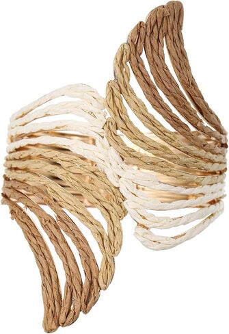 Raffia Wing Cuff Bracelet for Women, Colorful Angel Wing Bangle Wide Chunky Wrist Cuff Bracelet in Saudi Arabia