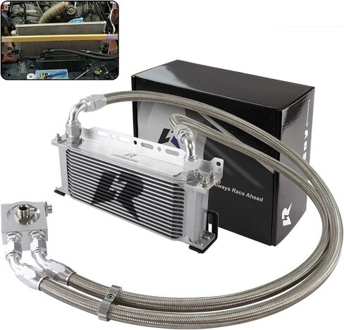 19 Row Oil Cooler Kit, AN10 Transmission Engine Cooler compatible with BRZ/Scion/FR-S;Toyota GT86 /FT-86 FA20, Thermostat 73 Degree M20×1.5 in Saudi Arabia