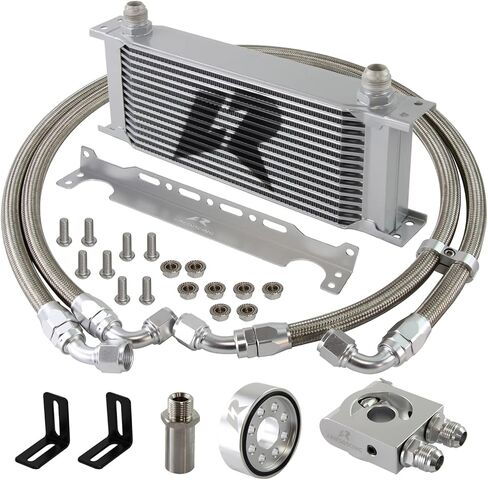 19 Row Oil Cooler Kit, AN10 Transmission Engine Cooler compatible with BRZ/Scion/FR-S;Toyota GT86 /FT-86 FA20, Thermostat 73 Degree M20×1.5 in Saudi Arabia
