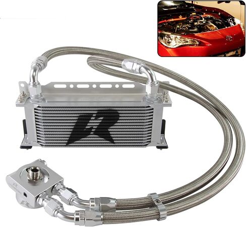 19 Row Oil Cooler Kit, AN10 Transmission Engine Cooler compatible with BRZ/Scion/FR-S;Toyota GT86 /FT-86 FA20, Thermostat 73 Degree M20×1.5 in Saudi Arabia