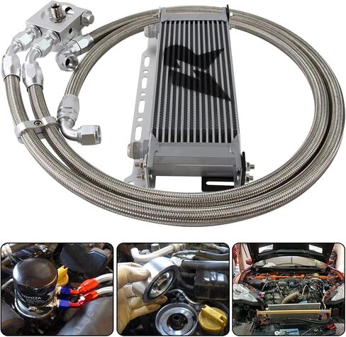 19 Row Oil Cooler Kit, AN10 Transmission Engine Cooler compatible with BRZ/Scion/FR-S;Toyota GT86 /FT-86 FA20, Thermostat 73 Degree M20×1.5 in Saudi Arabia