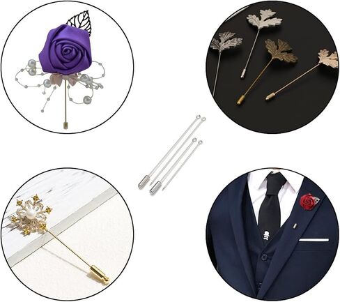Metal Brooch Stick Pins with Stopper Ends Safety Copper Long Needle Eye Pins for Men Women Suit Tie Hat Scarf DIY Jewelry Accessories, Silver 20pcs 50mm & 20pcs 70mm in Saudi Arabia