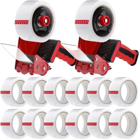 2 Pack Packing Tape Dispenser Gun with 12 Roll Packing Tape 2 Inch Gun 2.7 Mil Heavy Duty Packaging for Shipping, Moving, Carton and Box Sealing(Black and Red) in Kuwait