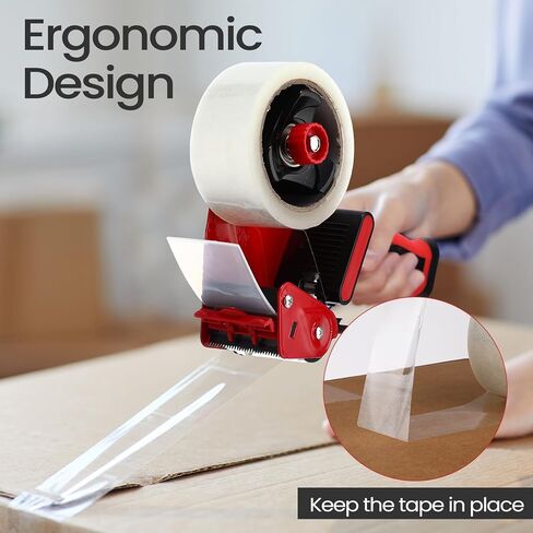 2 Pack Packing Tape Dispenser Gun with 12 Roll Packing Tape 2 Inch Gun 2.7 Mil Heavy Duty Packaging for Shipping, Moving, Carton and Box Sealing(Black and Red) in Kuwait