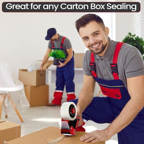 2 Pack Packing Tape Dispenser Gun with 12 Roll Packing Tape 2 Inch Gun 2.7 Mil Heavy Duty Packaging for Shipping, Moving, Carton and Box Sealing(Black and Red) in Kuwait