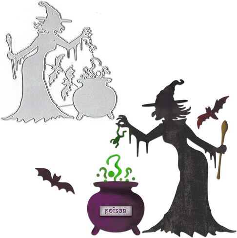 Halloween Witches Cutting Dies Halloween Die Cuts for Card Making, Happy Halloween Words Bats Die Cut Embossing Stencil Template Tool for DIY Scrapbooking Photo Album Card Craft Decoration Supplies in Saudi Arabia