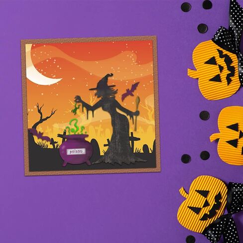 Halloween Witches Cutting Dies Halloween Die Cuts for Card Making, Happy Halloween Words Bats Die Cut Embossing Stencil Template Tool for DIY Scrapbooking Photo Album Card Craft Decoration Supplies in Saudi Arabia