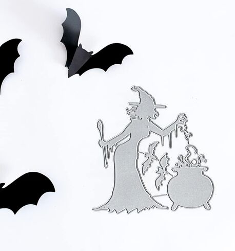 Halloween Witches Cutting Dies Halloween Die Cuts for Card Making, Happy Halloween Words Bats Die Cut Embossing Stencil Template Tool for DIY Scrapbooking Photo Album Card Craft Decoration Supplies in Saudi Arabia