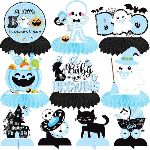 A Baby is Brewing Honeycomb Centerpieces 13Pcs Halloween Baby Shower Table Decorations Halloween A Little Boo is Almost Due Baby Shower Centerpieces Decorations for Pregnancy Party Supplies in Saudi Arabia