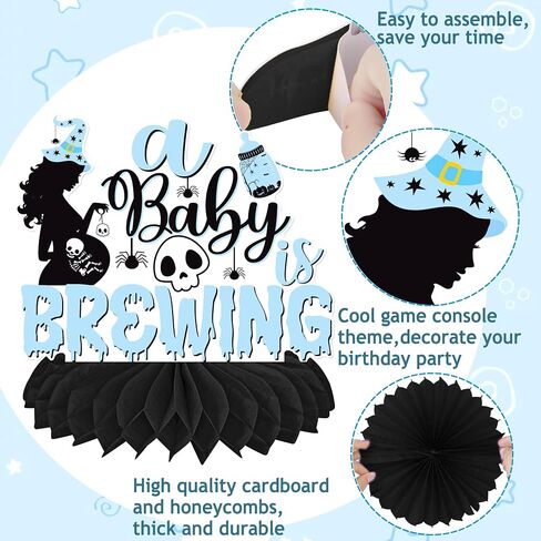 A Baby is Brewing Honeycomb Centerpieces 13Pcs Halloween Baby Shower Table Decorations Halloween A Little Boo is Almost Due Baby Shower Centerpieces Decorations for Pregnancy Party Supplies in Saudi Arabia