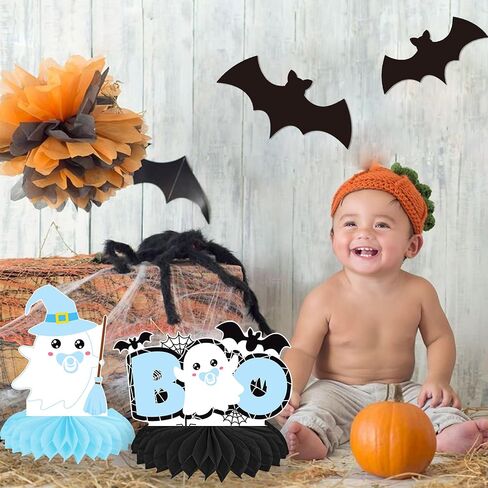 A Baby is Brewing Honeycomb Centerpieces 13Pcs Halloween Baby Shower Table Decorations Halloween A Little Boo is Almost Due Baby Shower Centerpieces Decorations for Pregnancy Party Supplies in Saudi Arabia