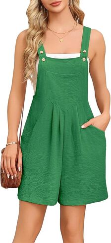 JUEYUN Women's Summer Short Overalls Casual Sleeveless Rompers Loose Adjustable Jumpsuit for Women with Pockets 2024 in Saudi Arabia