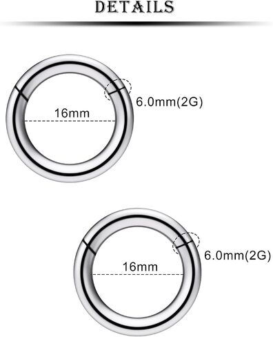 Kridzisw 8G 6G 4G 2G Titanium Hinged Septum Ring Clicker Gauges Earring Stretching kit Hypoallergenic Lobe Hoop Earrings Medical Implant Grade Large Septum Nose Ring Piercing Jewelry for Women Men in Saudi Arabia