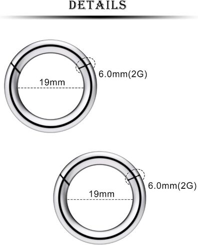 Kridzisw 8G 6G 4G 2G Titanium Hinged Septum Ring Clicker Gauges Earring Stretching kit Hypoallergenic Lobe Hoop Earrings Medical Implant Grade Large Septum Nose Ring Piercing Jewelry for Women Men in Saudi Arabia
