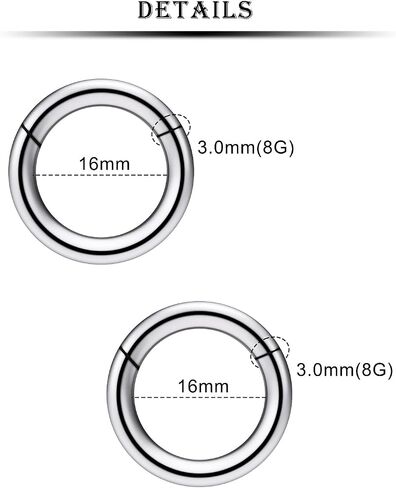 Kridzisw 8G 6G 4G 2G Titanium Hinged Septum Ring Clicker Gauges Earring Stretching kit Hypoallergenic Lobe Hoop Earrings Medical Implant Grade Large Septum Nose Ring Piercing Jewelry for Women Men in Saudi Arabia