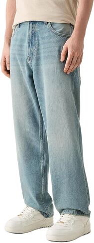 Men Y2k Skater Jeans Vintage Low Rise Baggy Straight Leg Jeans Casual Stretch Loose Fit Denim Pants Streetwear in Saudi Arabia