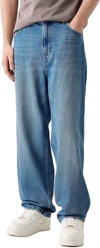 Men Y2k Skater Jeans Vintage Low Rise Baggy Straight Leg Jeans Casual Stretch Loose Fit Denim Pants Streetwear in Saudi Arabia