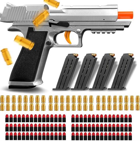 Soft Bullet Toy Gun with Ejecting Shells – Safe EVA Foam Bullets Toy Pistol, Educational Toy Gun for Kids, Boys, Gifts, Outdoor Play, Role Play, Easy to Use and Fun Shooting Experience-Gold in Saudi Arabia