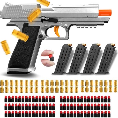Soft Bullet Toy Gun with Ejecting Shells – Safe EVA Foam Bullets Toy Pistol, Educational Toy Gun for Kids, Boys, Gifts, Outdoor Play, Role Play, Easy to Use and Fun Shooting Experience-Gold in Saudi Arabia