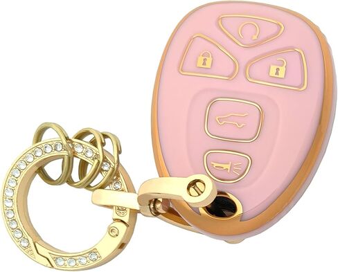 Key Fob Cover Case Shell Keychain for Suburban Tahoe Traverse GMC Acadia Yukon Cadillac Escalade SRX Buick Enclave Pink (for GMC B) in Saudi Arabia