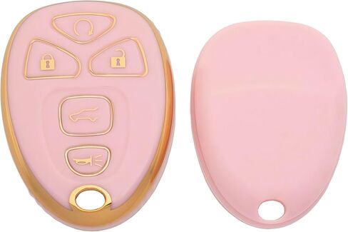 Key Fob Cover Case Shell Keychain for Suburban Tahoe Traverse GMC Acadia Yukon Cadillac Escalade SRX Buick Enclave Pink (for GMC B) in Saudi Arabia
