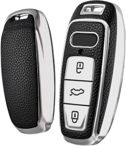 ELOHEI لغطاء Audi Key Fob، غطاء حماية خاص ناعم من مادة TPU متوافق مع Audi A6L A6 A7 A8 Q7 Q8 E-Tron 2018-2022 A3 S3 S6 SQ7 RS6 S7 RS7 المفتاح الذكي (أسود) in Kuwait