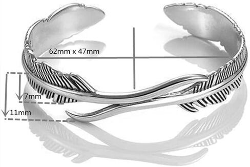 Native American Jewelry, Silver Feather Bracelet Lucky Hope Cuff Jewelry Simple Retro For Women Men in Saudi Arabia