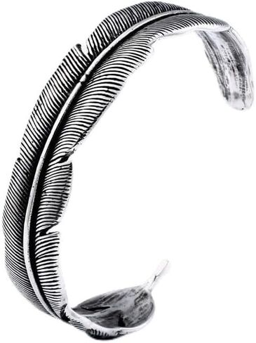 Native American Jewelry, Silver Feather Bracelet Lucky Hope Cuff Jewelry Simple Retro For Women Men in Saudi Arabia