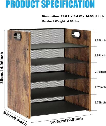 Wood Desk Organizer - 3 Tier Desk Organizer with Drawer, Paper Organizer, Paper Tray, Letter Tray, File Organizer in Saudi Arabia